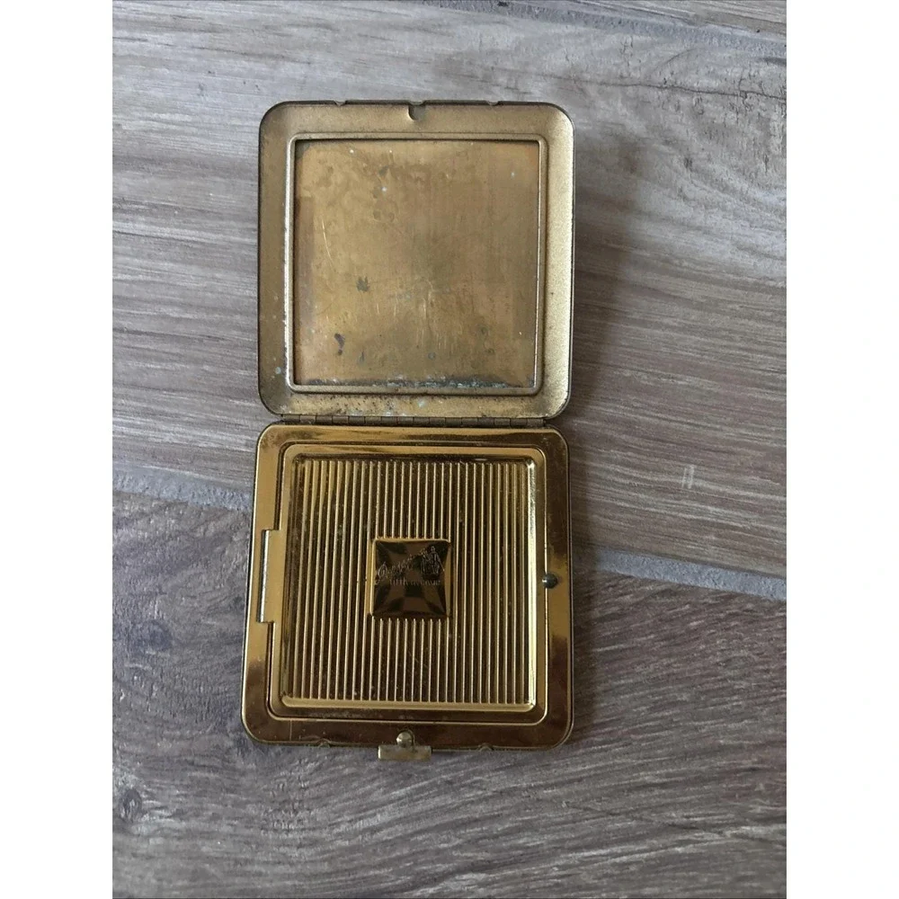 Vtg‎ 40s Eastern Star Square Makeup Compact Dorsey 5th Avenue Gold tone Mason 3
